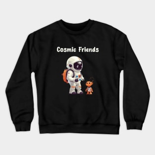 Astronaut and cute alien Crewneck Sweatshirt